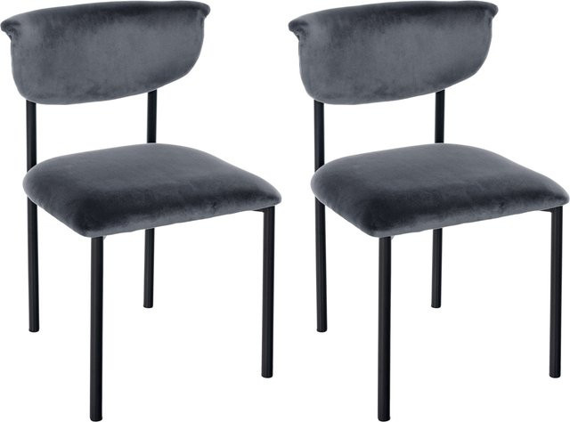 CLP 2er Set Esszimmerstuhl Gambell aus Samt mit Rückenlehne, moderner Küchenstuhl bis 130 kg belastbar - Bild 1