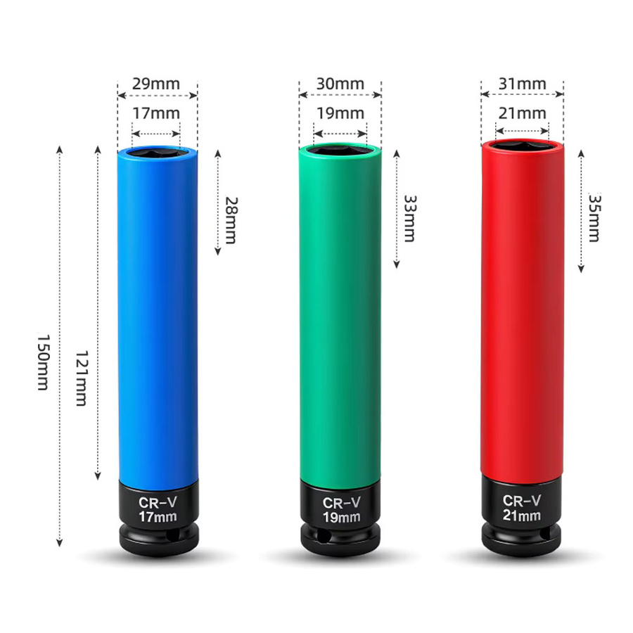 VIBRATITE Extra Lange Radmutter-Nuss mit Schutzhülle für Schlagschrauber, 1/2 Zoll - Bild 3