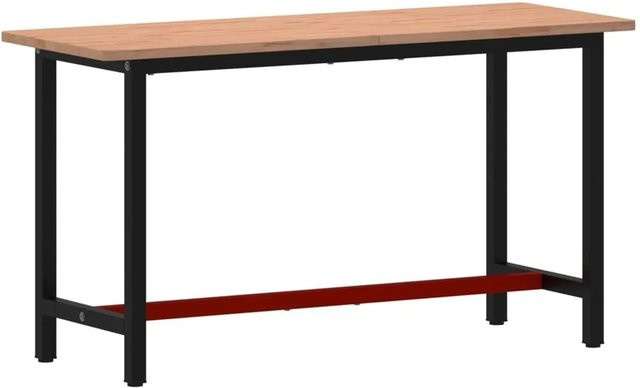 vidaXL Werkbank aus Buchenholz und Metall in Schwarz und Rot, B/T/H: 150 x 55 x 81,5 cm - Bild 1
