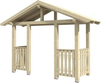 Skan Holz Haustür-Vordach Stralsund 6 aus nordischer Fichte in Natur Beige, Breite: 360 cm, Tiefe: 139 cm - Bild 1