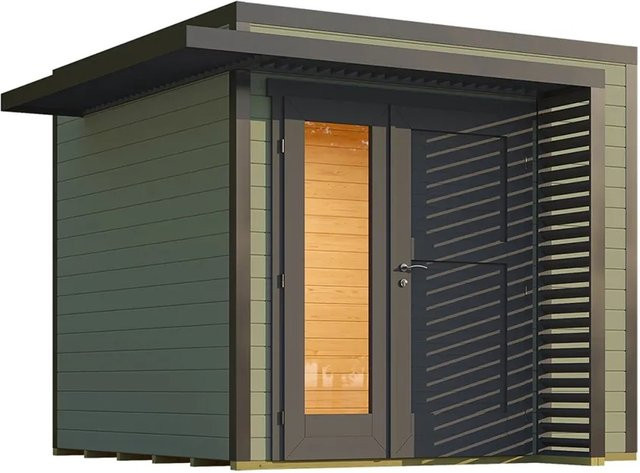Weka Gartenhaus Amberley mit Flachdach in Graugrün/Anthrazit, B/T: 250 x 250 cm - Bild 1