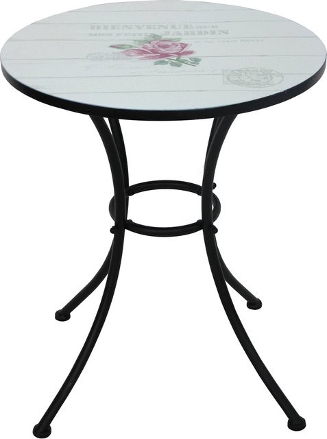HTI-Living Gartentisch Celia Bienvenue aus Metall im Vintage Style mit runder Tischplatte - Bild 1