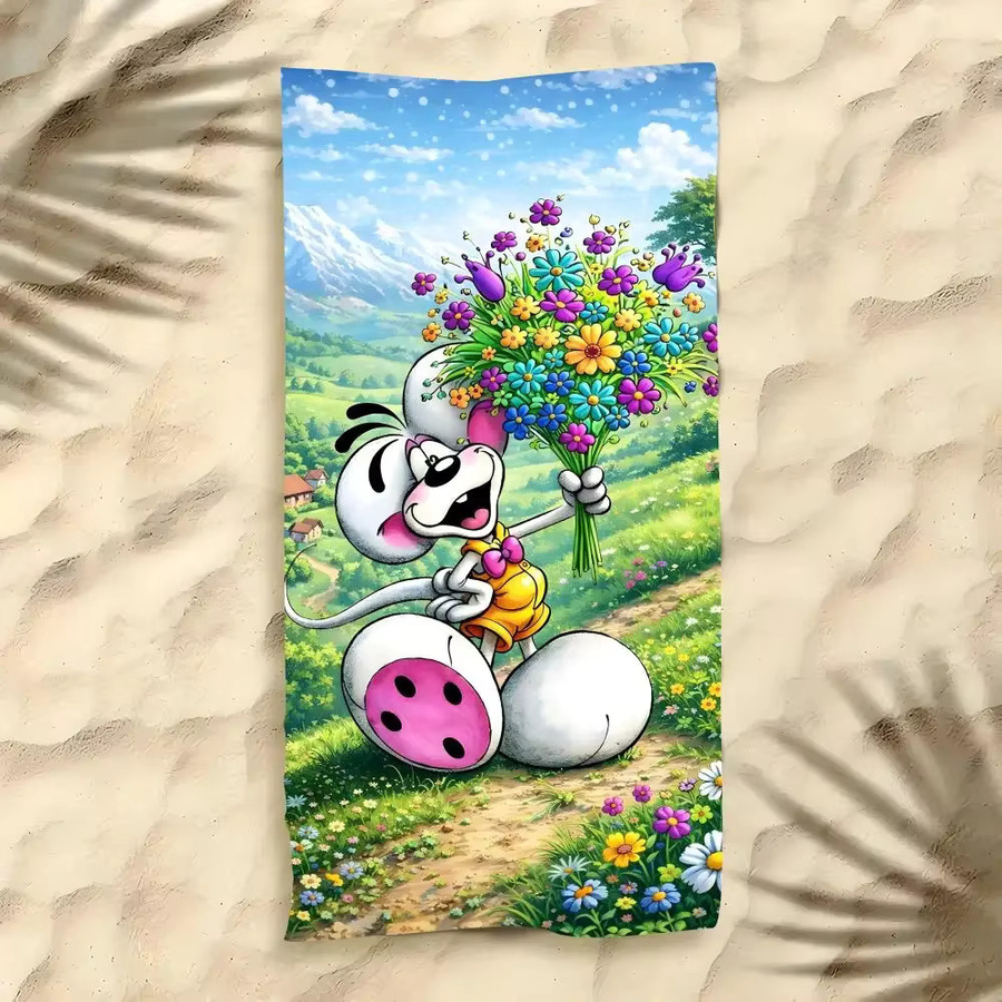 Schnelltrocknendes Diddl Mouse Strandtuch in Weiß und Multicolour für Sport, Camping und Reisen - Bild 2