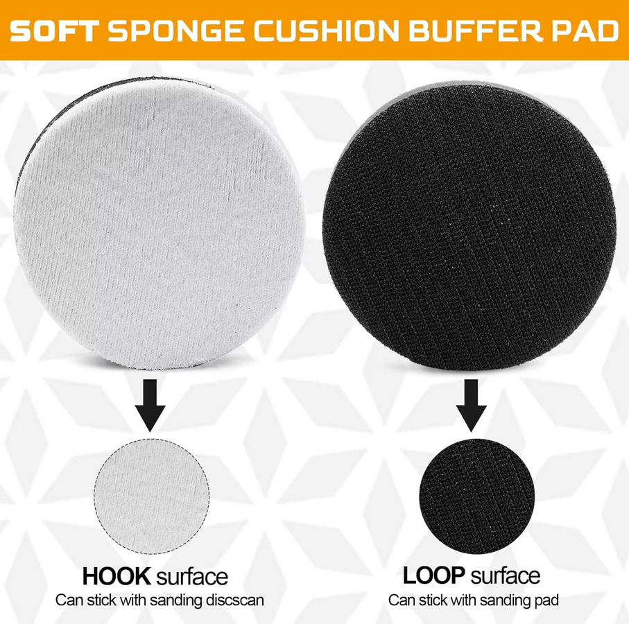 3er-Pack Klett-Schaumstoff-Polierpads in Weiß, Durchmesser: 7,5 cm - Bild 3