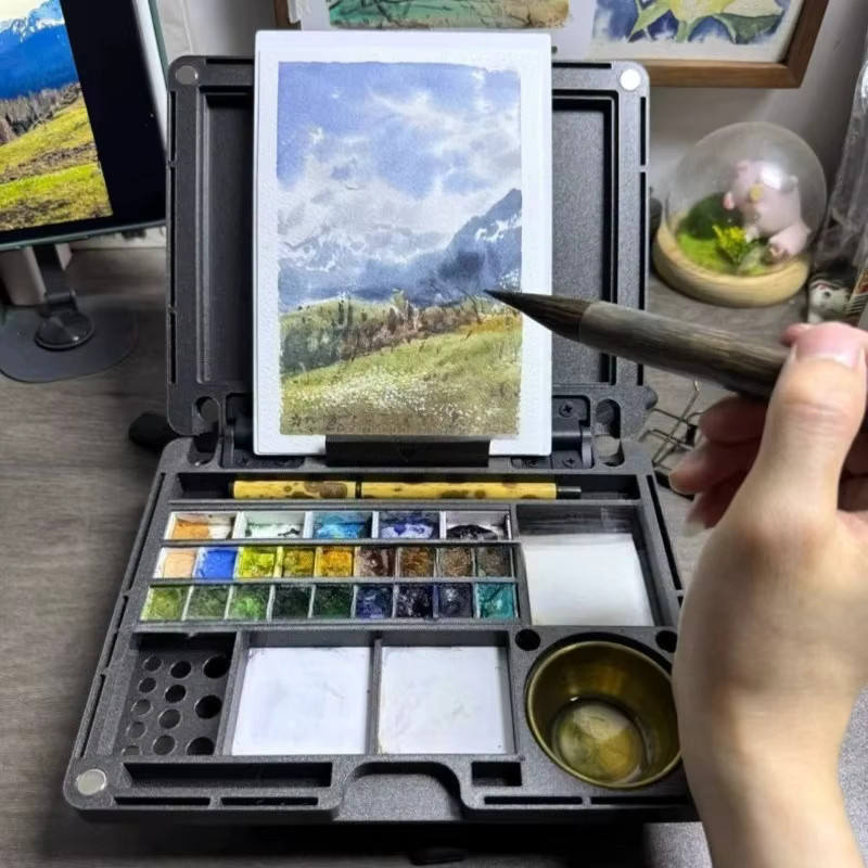 Multifunktionaler 3D-Druck Aquarellkasten mit Palette in Multicolour für Kunststudenten und Outdoor-Skizzieren - Bild 6