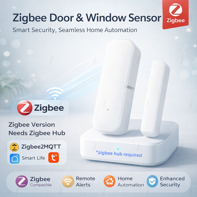 Tuya Zigbee Tür- und Fenstersensor Alarm Set in Weiß für Smart Home Sicherheit mit Alexa und Google Home Unterstützung - Bild 1