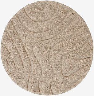 Runde Badematte Jotex STRANDÄNGEN in Weiß und Beige mit grafischem Design, Durchmesser: 80 cm - Bild 1