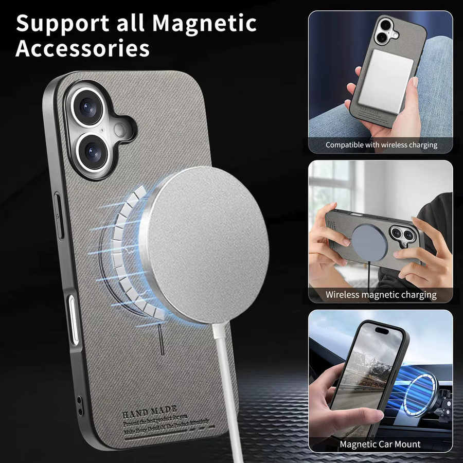Magnetische Business Hülle aus gewebtem Material für Motorola Moto Edge 70 Ultra, Fusion+, 60 Pro, 50 Neo, G87, G77, G67, G66 in Schwarz - Bild 4