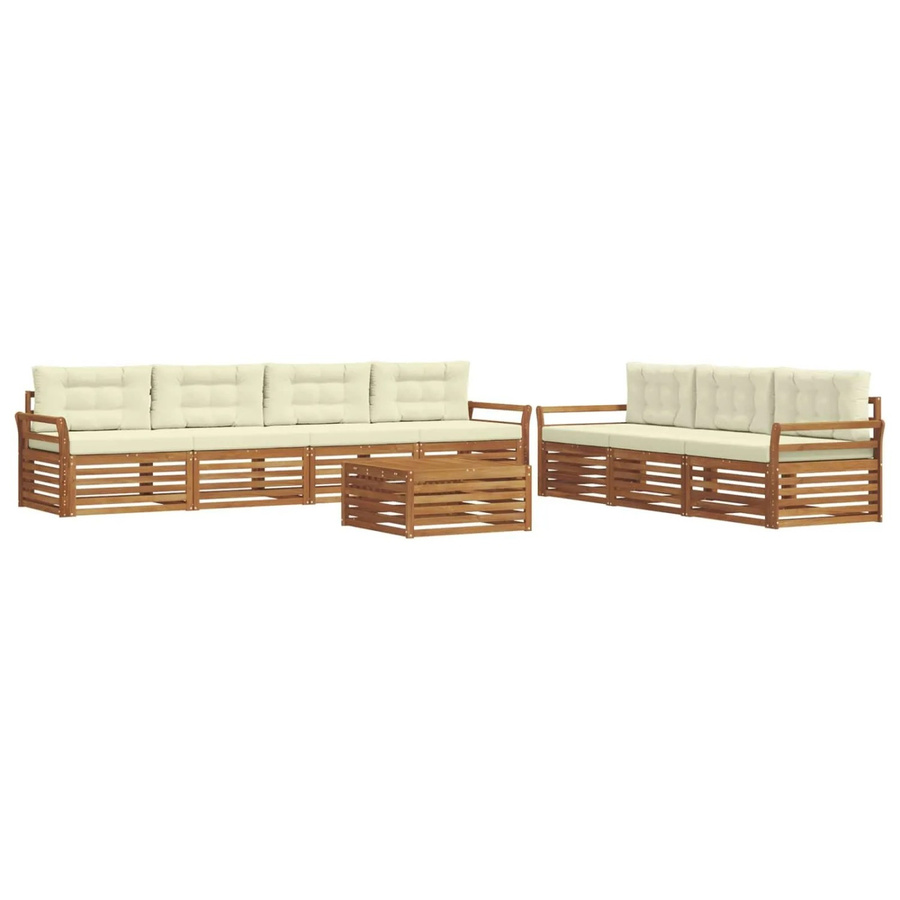 vidaXL Outdoor-Sofagarnitur 8-teilig aus Akazienholz mit Kissen in Natur und Creme - Bild 2