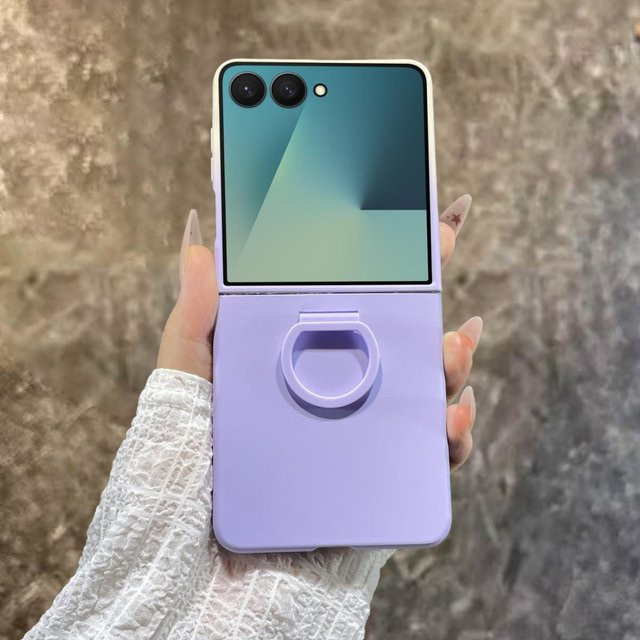 Schutzhülle mit Fingerringhalter für Samsung Galaxy Z Flip 7 6 5 FE in Purple, matte PC Hartschale - Bild 1