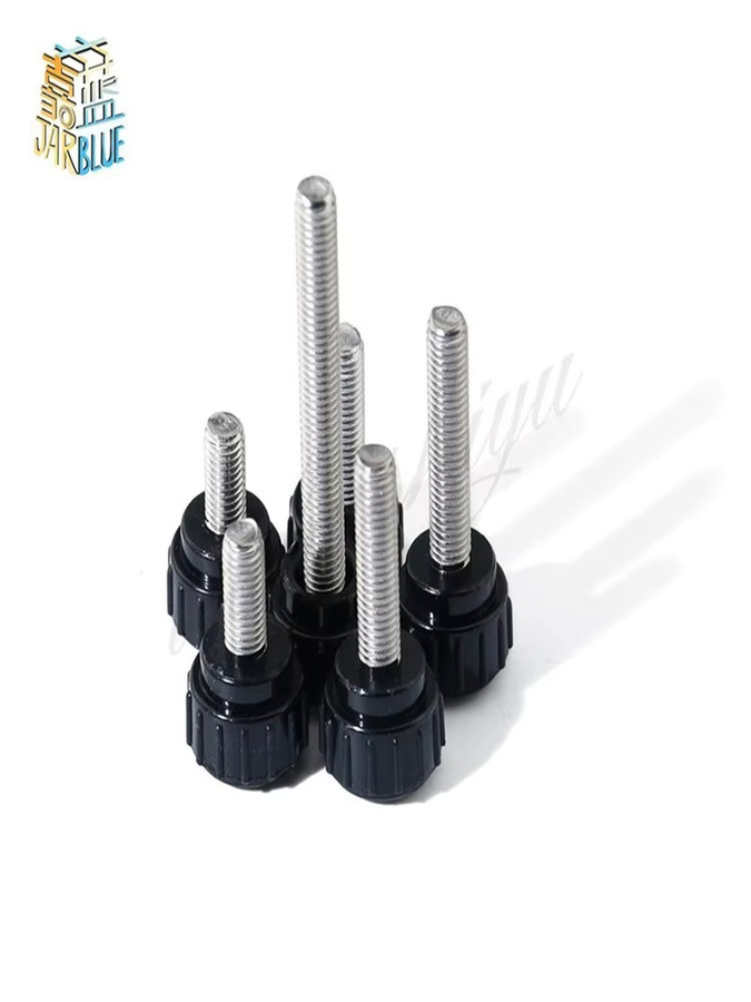 JARBLUE 10er Set Daumenschrauben mit schwarzem Bakelit Rundkopf und Edelstahlstange, M3 M4 M5, Kopf Durchmesser: 15 mm - Bild 1
