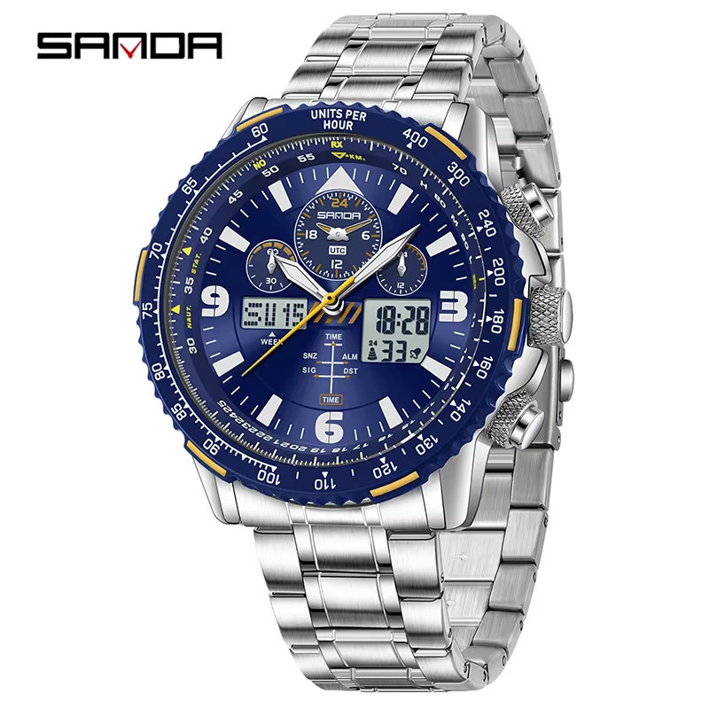 SANDA Armbanduhr Quarz, Edelstahl, Blau, Herren - Bild 2