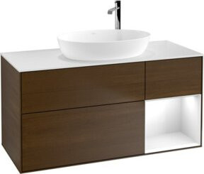 V&B Waschtischunterschrank Finion mit Wandbeleuchtung in Weiß lackiert, Breite: 120 cm, Tiefe: 50,1 cm, Höhe: 50,1 cm - Bild 1