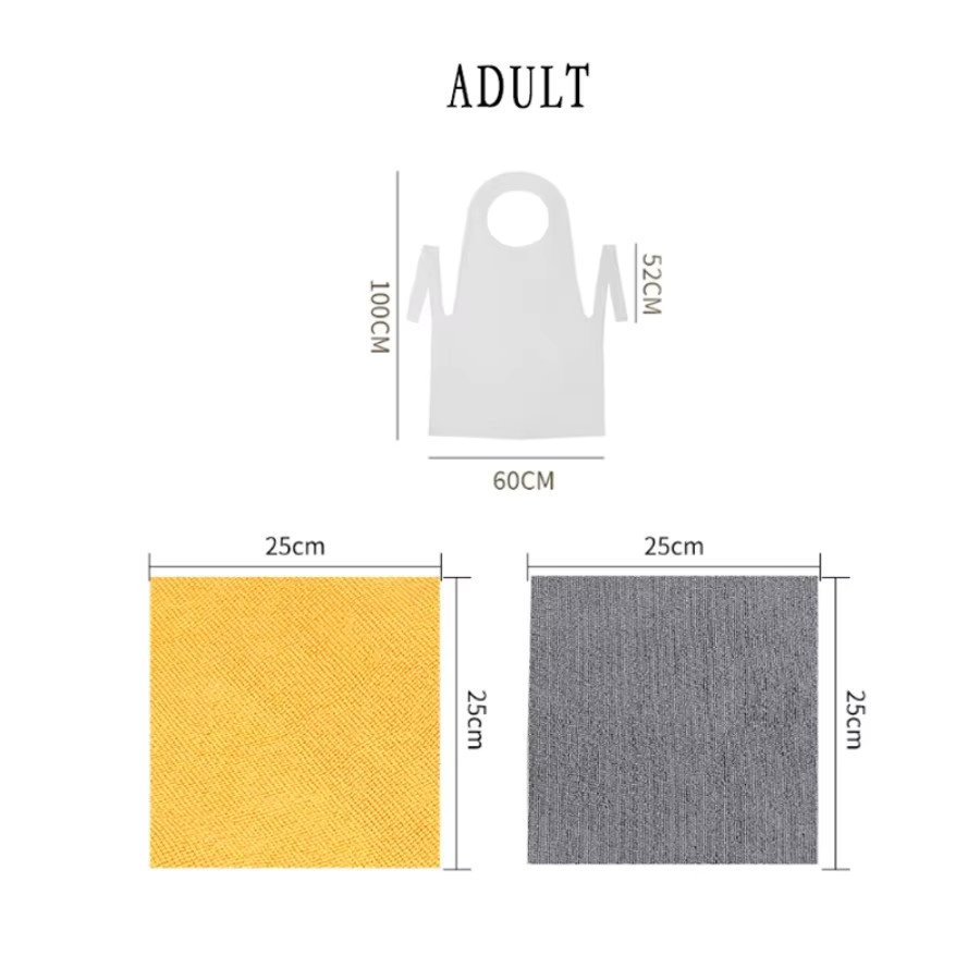 jaysuing Einwegtuch Set in Orange und Multicolour, 25 x 25 cm, bestehend aus 20 Reinigungstüchern und 10 Einweg-Schürzen aus ultrafeiner Faser - Bild 2