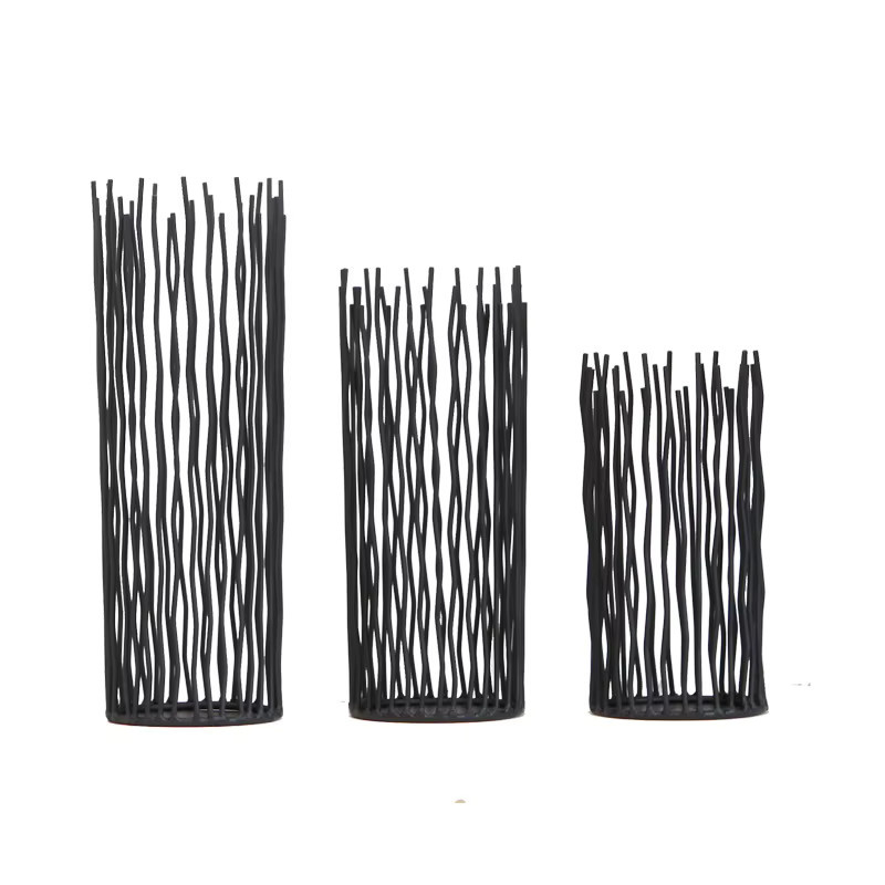 DEANSEN Dekorationsobjekt im Nordic Stil, abstrakter Zylinder aus Metall als Kerzenhalter oder Stifthalter, Schwarz, Rund - Bild 4