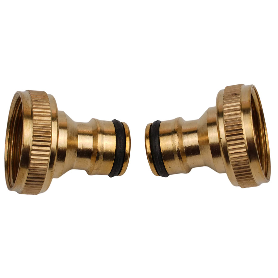Messing Garten Wasserhahn Adapter Reducer in Gold für Anschluss von 3/4 Zoll auf 1/2 Zoll - Bild 2