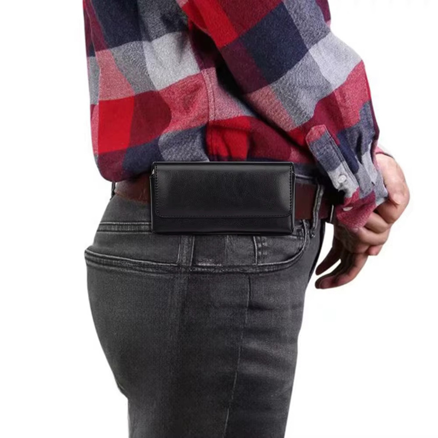 XhaoR Universal Leder Handy Holster mit Gürtelclip in Schwarz für iPhone, Samsung, Huawei und Xiaomi - Bild 4