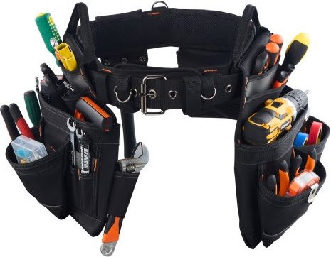 VEVOR Werkzeuggürtel mit 18 Taschen, professionelle Werkzeugtasche aus Polyester in Schwarz, verstellbarer Arbeitsgürtel für Elektriker und Handwerker, Umfang: 80-131 cm - Bild 1