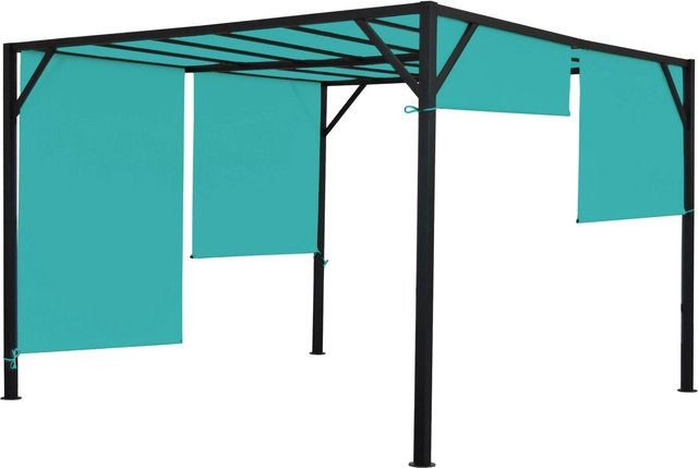 MCW Pergola Beja Garten Pavillon Terrassenüberdachung mit Schiebedach in Türkis-Blau B/T: 400 x 400 cm - Bild 2