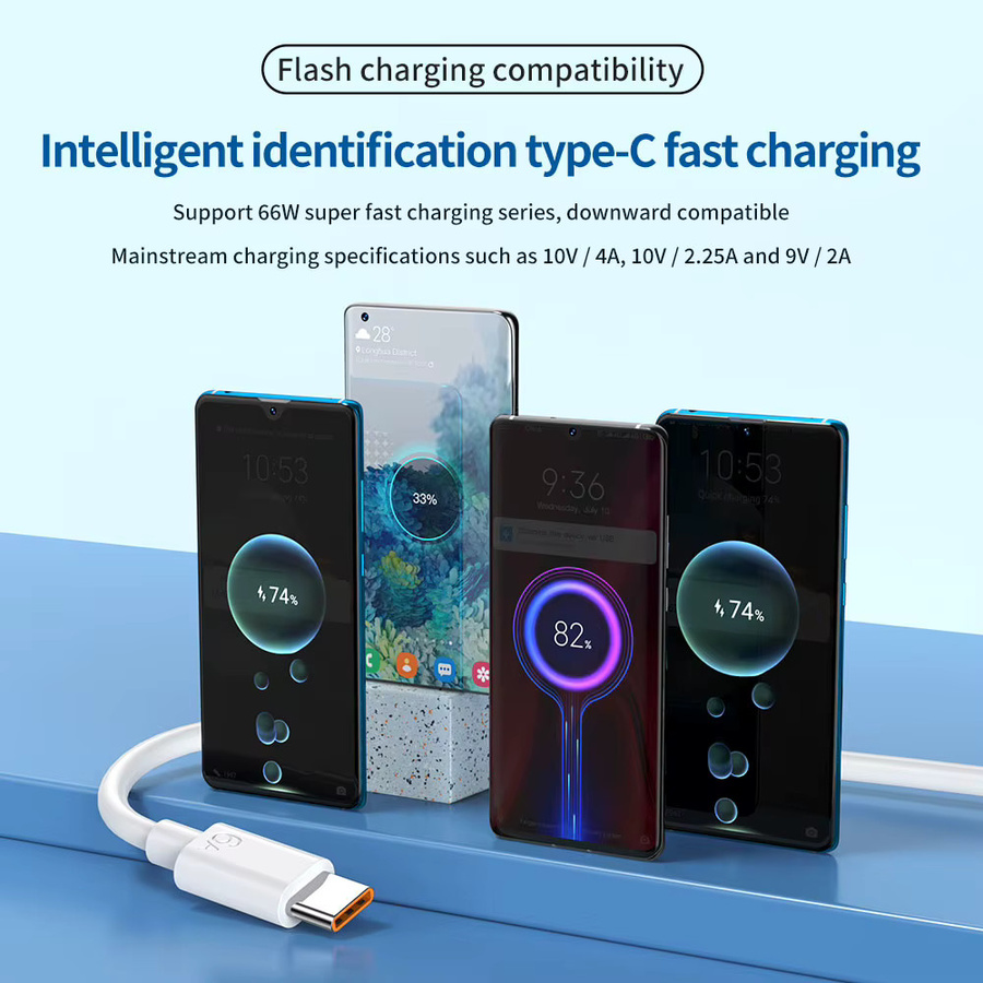USB C Schnellladekabel 66W 6A Datenkabel in Weiß für Samsung Xiaomi Redmi und Huawei - Bild 5