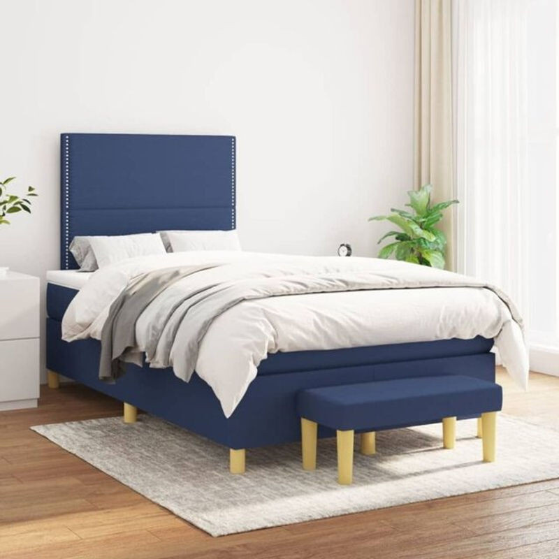 Vidaxl Boxspringbett mit Matratze in Blau aus Stoff, B/T/H: 120 x 200 x 118 cm - Bild 1