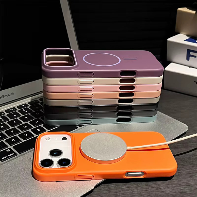 MUQGEW Magnetische Handyhülle für iPhone 13 bis 17 Pro Max, Stoßfeste Hartschale mit kabellosem Laden, Solide Farben - Bild 3