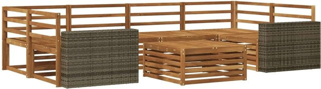 vidaXL Outdoor-Sofagarnitur aus Massivholz Akazie in Natur, 7-teiliges Set, modern und lackiert - Bild 1