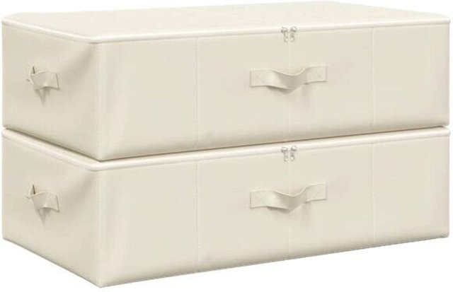 vidaXL Aufbewahrungsboxen aus Stoff mit Griffen, 2 Stück, Beige, B/T/H: 70 x 40 x 18 cm - Bild 1