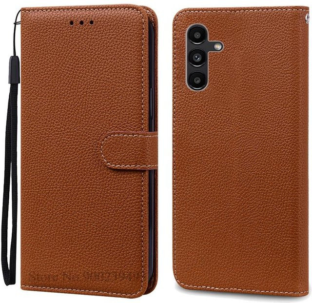 Leder-Brieftaschen-Klapphülle für Samsung Galaxy A04s in Braun - Bild 1