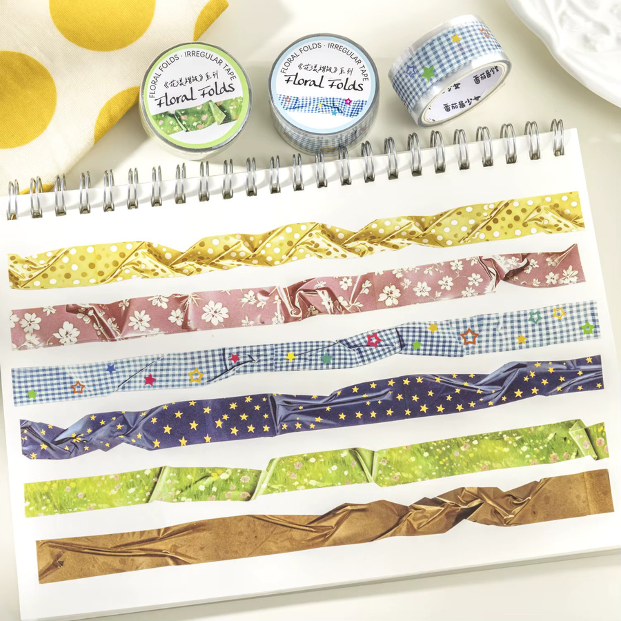 Vintage Washi-Tape mit Blumen- und Stern-Motiv für DIY-Journaling und Scrapbooking, B: 2 cm, L: 200 cm, Mehrfarbig - Bild 1