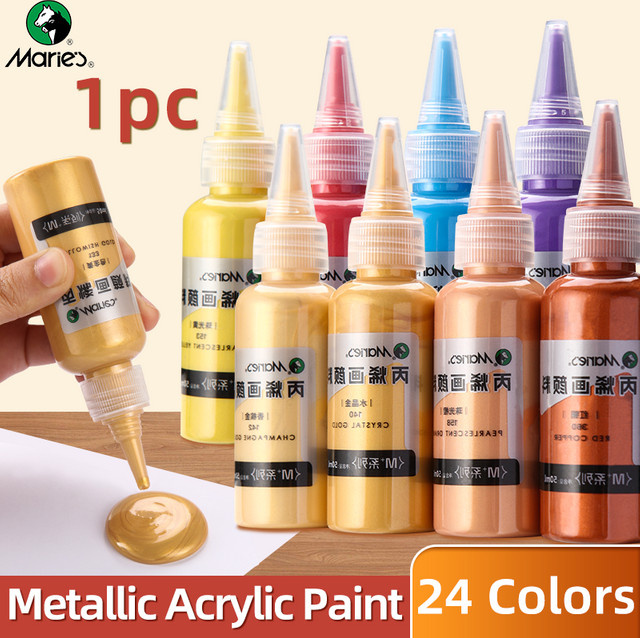 Marie's Metallic-Acrylfarbe Silber und Schwarz, glänzende und deckende Kunstfarbe für Holz, Glas und Porzellan, 50 ml - Bild 1