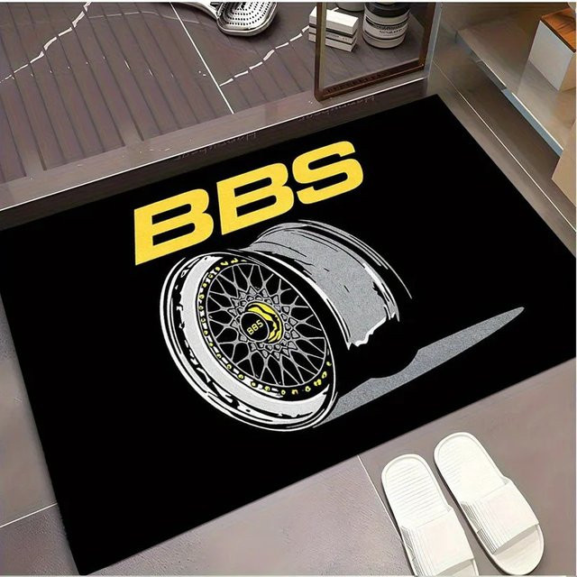 VIKAMA BBS Racing Fußmatte, schwarz, rutschfest und waschbar, rechteckig - Bild 1