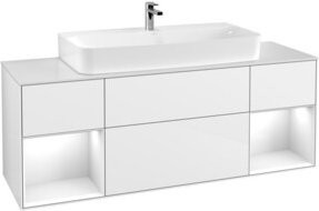 V&B Waschtischunterschrank Finion mit Wandbeleuchtung in Weiß glänzend lackiert, Breite: 160 cm - Bild 1