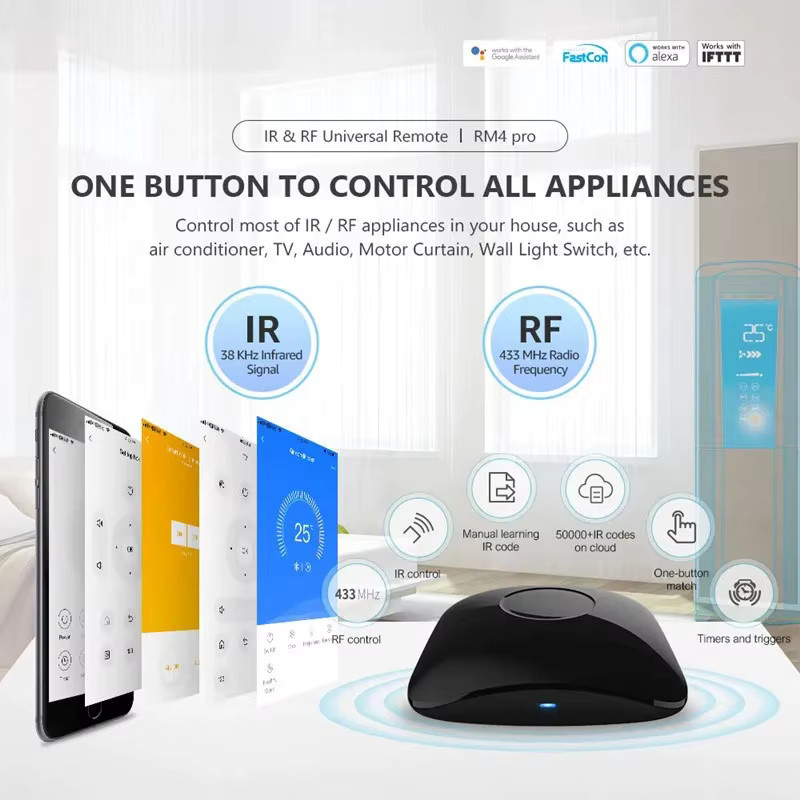 Broadlink RM4 Pro Universal Smart Fernbedienung für IR und RF, WiFi Smart Home Automation, Schwarz, kompatibel mit Alexa und Google Home - Bild 3