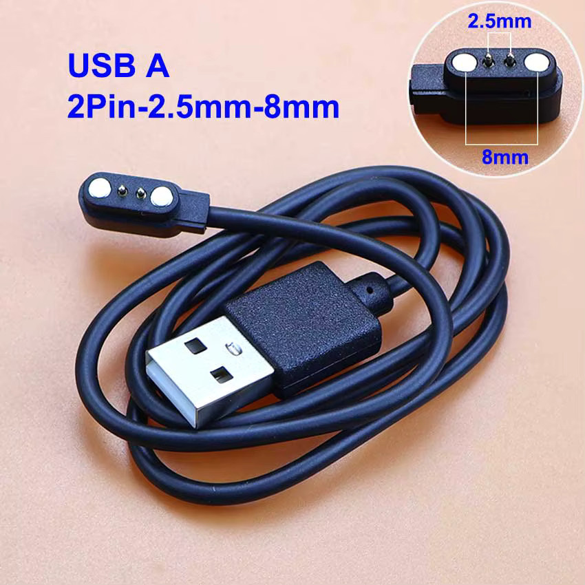 JCD Magnetisches Smartwatch Ladekabel mit 2-Pin oder 4-Pin Kontaktanschluss, USB-A auf USB-C, Schwarz, Unisex - Bild 4