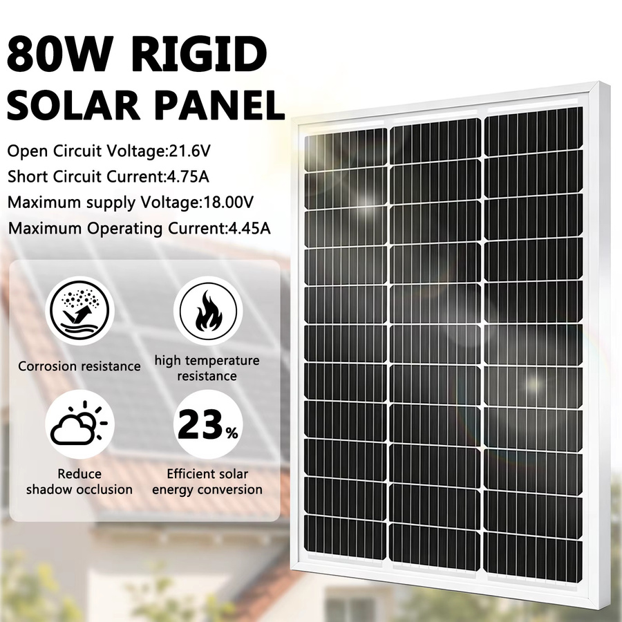 CHUBAN 80W Starres Solarmodul mit 5 Meter Verlängerungskabel, Wasserdichtes Solarladegerät für Balkon PV-System, Wohnmobil und Outdoor - Bild 3