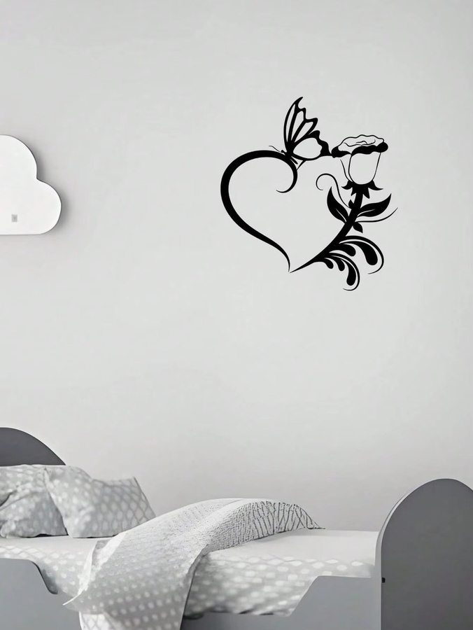 CIFBUY Herzförmige Wandkunst aus Metall in Schwarz als moderne abstrakte Dekoration - Bild 3
