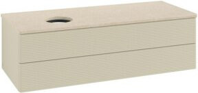 V&B Antao Waschtischunterschrank mit Frontstruktur und LED-Beleuchtung in Grau, B/T/H: 120 x 36 x 50 cm - Bild 1