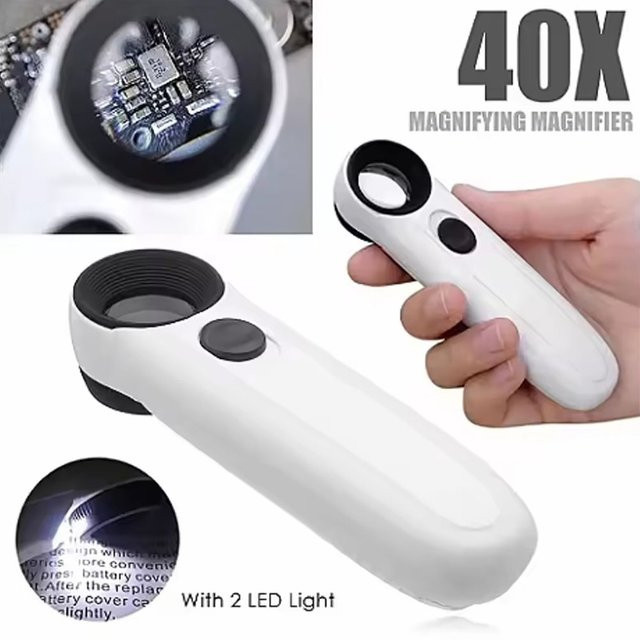 Lupe 40x, mit 2 LED-Leuchten - Bild 1