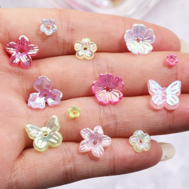 Laudsong Spacer Perlen, Acryl, Bunt, Blume, Schmetterling, Unisex - Bild 1