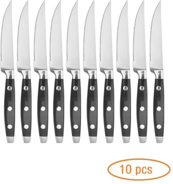 BBO+1 Steakmesser-Set aus Edelstahl mit schwarzem POM-Kunststoffgriff, 4-10-teilig, Klingenlänge: 21,6 cm - Bild 1