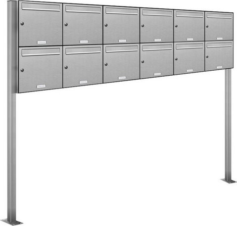 AL Briefkastensystem für 12 Parteien aus Edelstahl, silberfarben, B/H/T: 237,8 x 150 x 11,6 cm - Bild 1