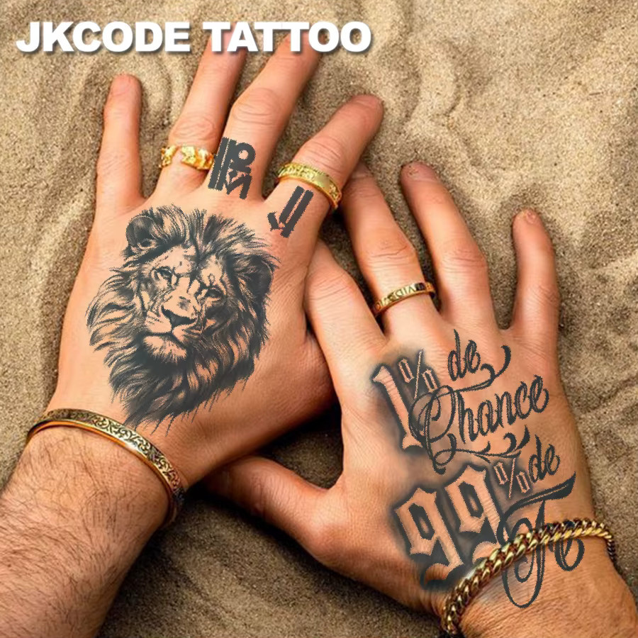 JKCODE TATTOO 2-teiliges Set temporäre Tattoo-Aufkleber, Löwenmuster - Bild 2