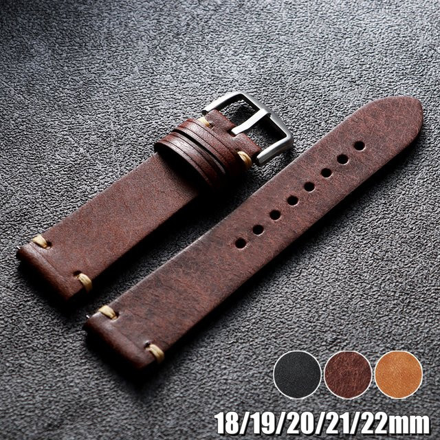 HQstrap Uhrenarmband Echtleder, 18 mm, 19 20 mm, 21 22 mm, Schnellverschluss - Bild 1