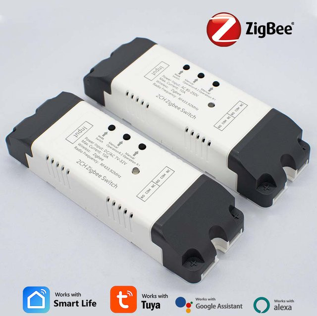 Tuya Smart Zigbee 2-Kanal RF433 Empfänger Modul für Licht und Motoren, kompatibel mit Alexa - Bild 1