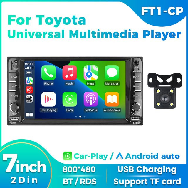 YELLOBERRY 7-Zoll Carplay Auto-Multimedia-Autoradio Videoplayer in Schwarz für Toyota VIOS CROWN CAMRY HIACE PREVIA COROLLA RAV4 Pardo - Bild 1