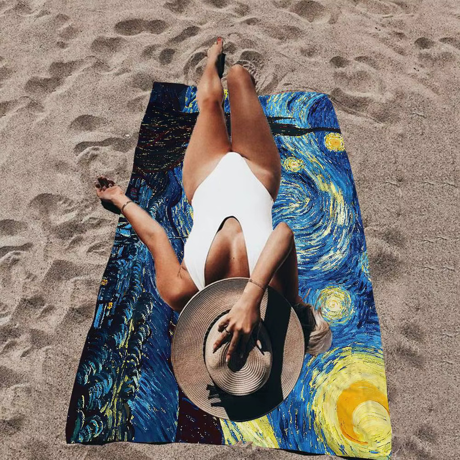 Potdemiel Strandhandtuch Starry Night Van Gogh Art, weiches und saugfähiges Baumwollhandtuch für Kinder in Multicolour - Bild 3
