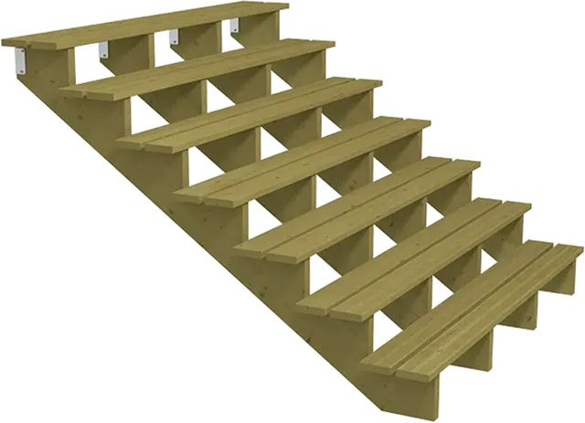 Plus A/S Terrassentreppe mit 7 Stufen aus Holz in Braun, druckimprägniert NTR Kl A, H x B x T: 175 x 119 x 180 cm - Bild 1