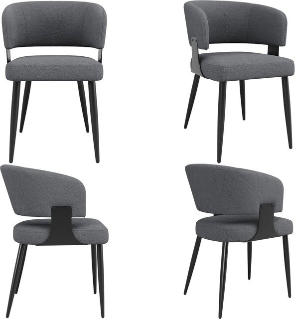 Merax Esszimmerstuhl 4er Set aus Flanell in Beige und Grau, ergonomisches Design für Esszimmer und Wohnzimmer - Bild 1