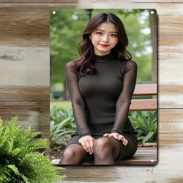 CIFBUY Metall-Wandkunst mit Frauenporträt im koreanischen minimalistischen Stil, Schwarz und Mehrfarbig - Bild 1